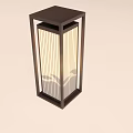 Modern Outdoor Light With Square Wooden Frame And Vertical Striped Panel 3d model