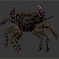 Distinctive Dark Crab With Purple Claws Textured Shell And Segmented Legs 3d model