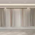 Light Beige Curtains with Soft Fabric Hanging on Black Rods in Modern Minimalist Interior Design