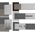 Modern Geometric Wall Decor with Layered Rectangular Panels Brown White Gold Accents for Home Interior 3d model