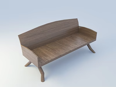 Natural Wood Garden Decorative Bench With Simple Design For Outdoor Landscaping Areas 3d model