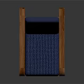 Modern Single Sofa With Blue Fabric Cushion And Wooden Armrest