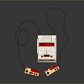 Red And White Retro Game Console With Two Connected Controllers Classic Design