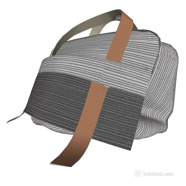 Striped Fabric Bag With Brown Cross Straps And Modern Design 3d model 