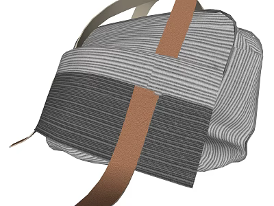 Striped Fabric Bag With Brown Cross Straps And Modern Design 3d model