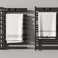 Bathroom Accessories Black Heated Towel Racks with White Towels And Temperature Display 25℃
