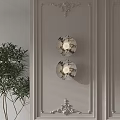 Modern Elegant Wall Lamp with Marble Pattern in Interior Decor and Green Plant
