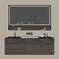 Modern Bathroom Vanity Set With LED Mirror Stone Countertop Undermount Sink And Wooden Cabinet