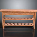 Wooden Console Table With Flat Top And Slatted Shelves For Home Decor