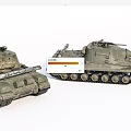 Detailed Military Tank Models Featuring Turret Cannon And Tracked Design