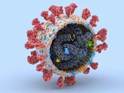 Decorative Ornament Set Featuring Spherical Design Red Protrusions And Blue Green Decorative Elements 3d model