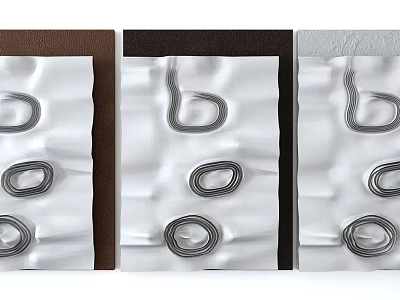 Three Piece Textured Wall Decor With Circular Patterns And Diverse Backgrounds 3d model