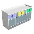 Public Facility Waste Sorting Trash Bins With Colorful Compartments And Icons 3d model