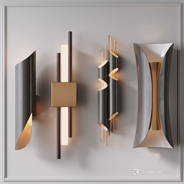 Modern Wall Lamps With Unique Metal Frames And Stylish Designs For Interior Decor 3d model 