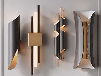 Modern Wall Lamps With Unique Metal Frames And Stylish Designs For Interior Decor 3d model
