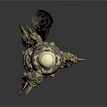 Ancient Ornate Metallic Weapon With Long Handle Intricate Carvings And Sharp Spikes