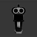 Modern Sci Fi Weapon With Two Barrels Black Body Silver Accents And Red Button 3d model