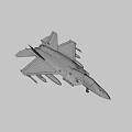Gray Camouflage Fighter Jet With Missiles Under Wings Tail Insignia And Transparent Cockpit