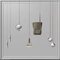 Modern Pendant Lights With Various Shapes Metal Frames And Glass Globes Hanging On White Wall