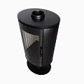 Modern Black Freestanding Fireplace With Glass Front And Pedestal Base