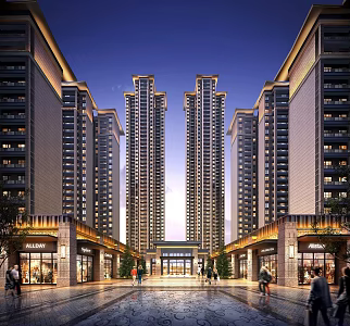 New Chinese-style Residential District Classical High-rise Residential District Gate Entrance 3d model