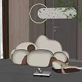 Modern White Single Sofa With Soft Cushion Round Design And Plant Decor Near Window
