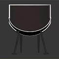 Modern Curved Leisure Chair with Dark Brown Seat White Trim and Black Metal Legs 3d model
