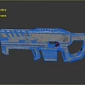Futuristic Metallic Silver Weapon With Geometric Design And Red Accent
