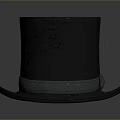 Black Top Hat With Gray Band And Bow On Dark Background 3d model