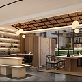 Traditional Chinese Teahouse Interior With Bar Counter And Calligraphy Wall