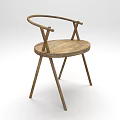 Wooden Leisure Chair With Curved Armrests Round Seat Slim Legs And Natural Design