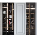 Modern Decorative Cabinet With LED Lighting And Glass Shelves For Ornaments