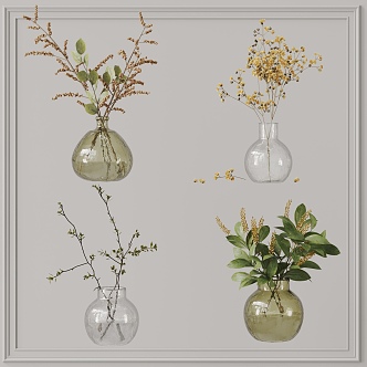 Modern vase floral ornaments combination 3d model