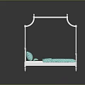 White Four Poster Bed With Blue Bedding And Elegant Frame Design
