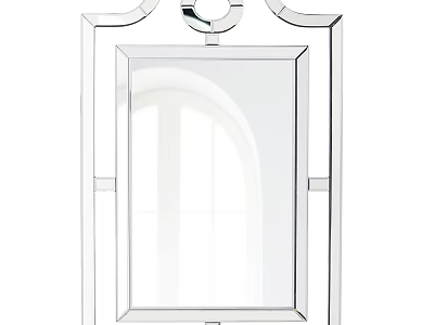 Elegant Decorative Framed Wall Mirror With Ornate Top Design And Clear Reflection 3d model