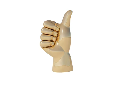 Beige Prosthetic Hand Model Showing Thumbs Up Gesture With Detailed Fingers 3d model