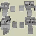 Public Facilities With Stone Square Platforms Cubes And Rest Seating Areas 3d model