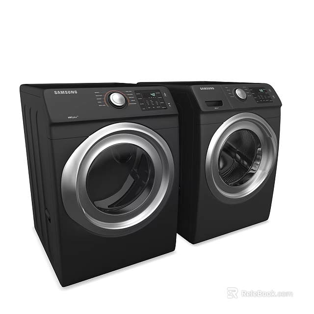 SAMSUNG Black Front Loading Washer And Dryer Set For Home Laundry 3d model 