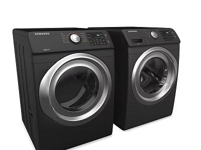SAMSUNG Black Front Loading Washer And Dryer Set For Home Laundry 3d model