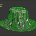 Natural Wooden Tree Stump Decor With Hollow Center And Grass Moss Accents