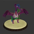 3D Bird Character In Cowboy Outfit With Red Scarf And Cactus On Round Base