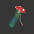 Mushroom Shaped Food Container With Red White Spots Blue Body And Yellow String Decoration