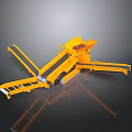 Yellow Utility Vehicle With Inclined Conveyor Belt And Loading Hopper For Material Handling