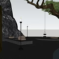 Serene Japanese Zen Garden With Pine Tree Mist Rocks And Stone Lantern Elements