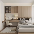 Tatami Bedroom Interior Design With Wooden Cabinets Desk Chair Books And Cozy Bed Setup