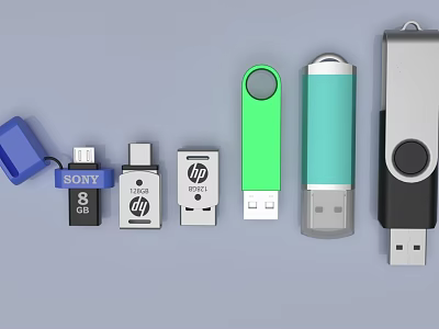 Different USB Flash Drives As Office Electronics With Various Brands And Colors 3d model Different USB Flash Drives As Office Electronics With Various Brands And Colors 3d model