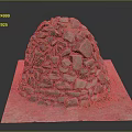 Stone Dome Structure Made of Various Stones on Stone Slab Base with Green Grass