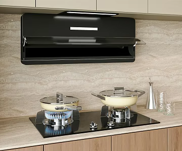 Modern Range Hood Range Hood Gas Stove Kitchen Supplies Combination Stove 3d model