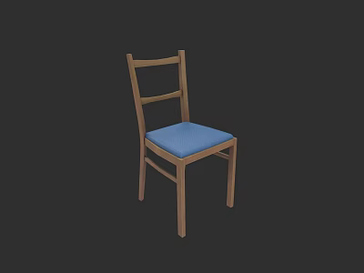 Vintage Soviet Wooden Chair Furniture 3d model