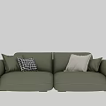 Light Green Leather Two Seater Sofa With Modern Design And Decorative Pillows 3d model